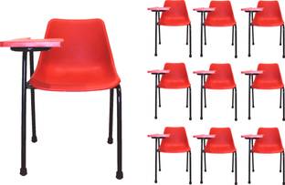 Finch Fox Student Chair with Writing Pad, Heavy 1" Inch Pipe, Anti Skid Buffer, (Red) (Set of 10) NA Study Arm Chair