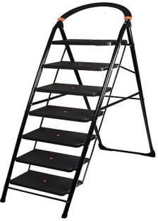PARASNATH Black Heavy Folding Ladder With Wide Steps Milano 7 Steps 7.3 Ft (1340) Aluminium Ladder