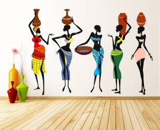 Wallzone 85 cm African Vintage People |Living Room|Bed Room|Decorations For Living Room Removable Sticker