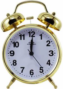 Auslese Analog Round Alarm Clock Twin Loud Bell (GOLD 16cm * 12 cm* 6 cm) Clock