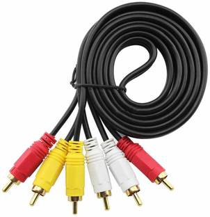 HexaGear  TV-out Cable TV-out Cable 3RCA Male to 3 RCA Male Composite Stereo Audio Video AV Cable Converter used to connect TV, LCD, LED with DTH, Set Top Boxes, DVD players, VCR, A/V Receivers, Home Theatre (Black, For TV, 1.5 m)