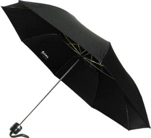 KC पॉल एंड सन्स 3 Fold 100% Nylon Premium UV Protection Black छाता