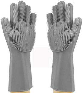 Lazy House Magic Silicone Scrubbing Gloves for Dishes, Hand Gloves for kitchen, Wet and Dry Glove