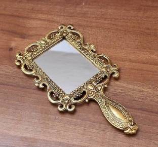 White Box Metal Handheld Mirror with Handle Vintage Compact 01