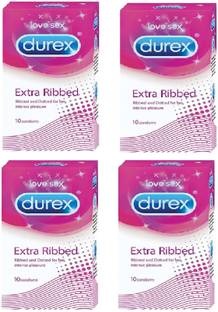 DUREX Extra Ribbed Condoms(Ribbed and Dotted for her intense pleasure) (40S) Condom
