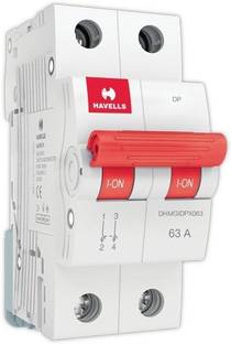 HAVELLS PVC Plastic 63A DP Switch Disconnector Euro 2 (White) DHMGIDPX063 MCB