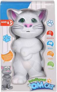 Hunger Intelligent Talking Tom Cat (3 Batteries included ) With Touch Recording 10 Music 10 Story Rhymes Grey and White