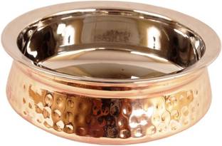 IndianArtVilla Steel Copper Serving Handi, Serveware & Tableware, 500 ML Handi 0.5 L