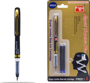 FIGO Gold Fountain Pen 5 Pen + 10 Blue Ink Catridge Fountain Pen