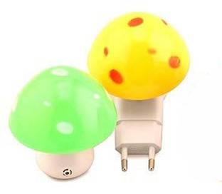 Yutiriti NMushroomLampSetof2 0.2-Watt Automatic Night Sensor Mushroom Lamp (Pack of 2, Multicolour) Night Lamp