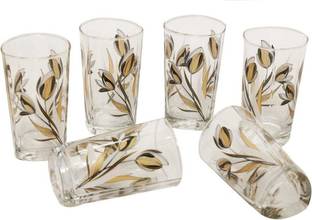 KVA (Pack of 6) Premium flower printed Glass set Glass Set Water/Juice Glass