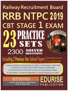Railway Recruitment Board RRB NTPC 2019 CBT Stage 1 Exam 23 Practice Sets 2300 Solved Questions 2 Previous Year Solved Papers