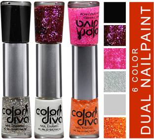 Color Diva Best Liquid 6-Color Nail Paint Pack of 3 Multicolor