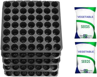 Grow Basket Seedling Tray 49 Holes for seeds germination | Pack of 5 Trays + 2 Vegetable seeds Packets Seed