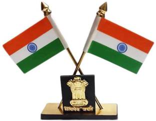 Parcit Indian Flag with Satyamev Jayate Emblem Rectangle Car Dashboard Flag
