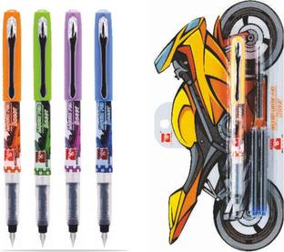 FIGO RACER LIQUID FOUNTAIN 5 Pen + 10 Blue Ink Cartridge + 5 Ink Converter Fountain Pen