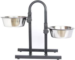 PETS EMPIRE Dog Adjustable Feeding Stand with 2 Bowls U Stainless Steel Pet Bowl