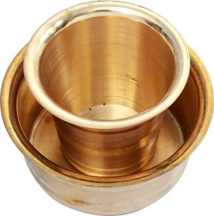 E handicrafts Special South Indian Coffee Brass Filter Handmade Tumbler Cup Combo 1 Cup Tray Serving Set