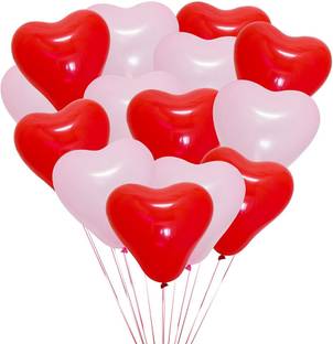 मस्ती ज़ोन सॉलिड Pack of 100 ( 50 Red Heart Shape + 50 Pink Heart Shape ) Metallic Latex Balloons गुब्बारा