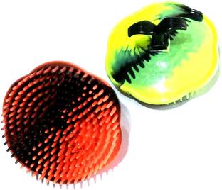 nawani Portable Pocket Hair Comb Set of Fingers Small Round Hair Brush Shampoo Brush Scalp Massage Comb (Pack of 2) Size- 8/5 cm