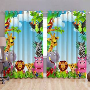 Inovamall 274.32 cm (9 ft) Polyester Semi Transparent Long Door Curtain (Pack Of 2)