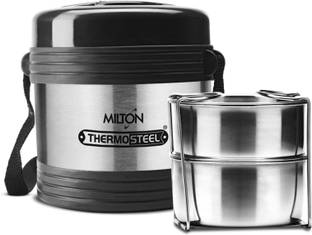 MILTON Thermosteel Legend 2 Container Tiffin Stainless Steel - Steen Plain Lunch Box 2 Containers Lunch Box