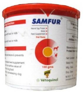 Vetoquinol SAMFUR ORAL ROUTE FEED SUPPLEMENT 100GM For Pups,Cats & Vanilla 0.1 kg Dry New Born, Young, Adult Dog Food