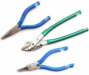 Beadsncraft Pliers Combo Pack Flat Nose Side Cutter Round Nose Plier