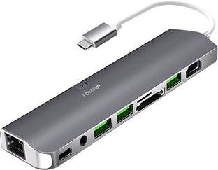 POWERUP Powerup Thunderbolt 9 in 1, Aluminum USB Type-C Hub Adapter Dongle 50Gbps for 2016-2018 MacBook Pro 13"&15" & More Type C Devices, USB-C Data, 3 USB 3.0 and SD/Micro Card Readers (Space Grey) USB Adapter