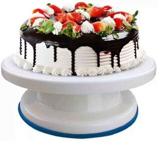 Vallbhi Enterprise NEW CAKE STAND TABLE with Cake Decorating Revolving Turntable and White divinext Round Rotating Revolving Cake Sugarcraft Turntable Decorating Stand Platform cake table . Cake Pie Server (Multicolor) Plastic Cake Server