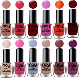 NOY 60 Seconds Quick Dry Shiny Nail Polishes Combo of 12 Pcs 6ml each Combo-No-05 Nude,Carrot Pink,Red,Pink,Orange,Maroon,Nude,Pink,Light Grey,Nude,Brown,Violet