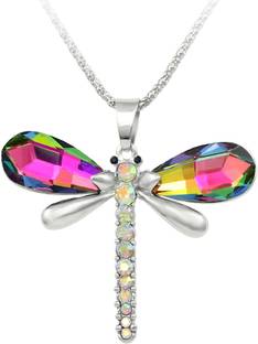 Divastri Designer Butterfly Chain Pendant Silver Alloy Pendant Set