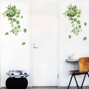 Flipkart SmartBuy 9 cm Wall Decals ' Hanging Pot With Money Plant ' Wall Stickers Self Adhesive Sticker