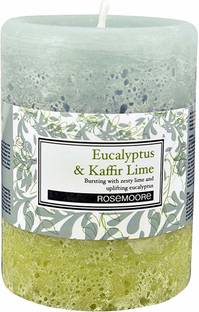ROSeMOORe Scented Handmade Pillar Candle Eucalyptus and Kaffir Lime Candle