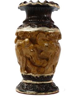 Flower Vase Elephant Design Wooden Handcrafted Antique Flower Pot Home Decor
