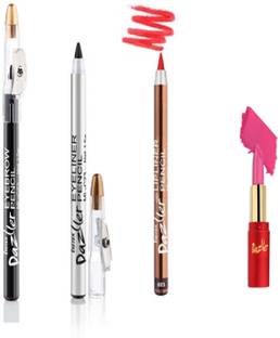 Eyetex Dazller LIpliner,Eyeliner,Eyebrow Pencil And Lipstick Combo Pack
