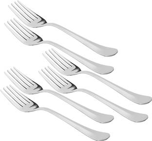 Sumeet 1.6mm Thick Stainless Steel Dessert / Table Fork Set of 6 pc - (18.2cm L) Stainless Steel Dessert Fork Set
