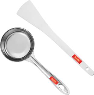 Sumeet Stainless Steel Perfect Dosa making Spoon / Ladle set of 2 Pcs (1 Turner, 1 Short Pour Ladle with Flat Base) Stainless Steel Ladle