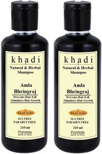PreVeda Khadi Amla Bhringraj Shampoo Natural & Herbal Best Anti Hair Fall Shampoo Sls & Paraben Free ( Pack of 2 )