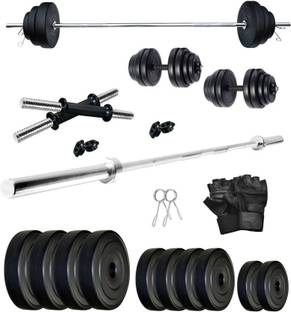 STARX 50 kg Home Gym PVC 50 KG Dumbbell Set with 5Ft Straight Rod & Gym Gloves_4 Home Gym Combo
