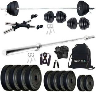 STARX 32 kg 32Kg PVC weight with 5ft Straight Rod and Accessories Home Gym Combo