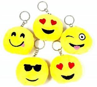 BORING Fluffy 5 Smiley Emoji Keyrings & Keychains for car Bike Key Chain