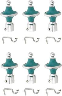 Bzcarts Green Rod Rail Bracket, Curtain Knobs, Curtain Hooks Metal