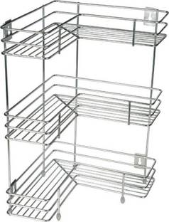 Randal Containers Kitchen Rack Steel L-Shape 3-Layer (Silver) kitchen And Bathroom Corner