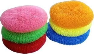 FOAB Nylon Round Plastic Scrubber -Set of 6 Scrub Sponge