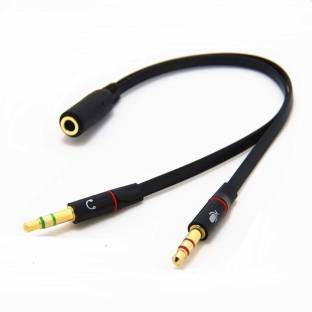 Finaux Black Gold Plated 2 Male to 1 Female 3.5mm Headphone Earphone Mic Audio y splitter Phone Converter