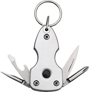 Flipkart SmartBuy Silver Military Keychain with Torch, Screwdriver, Knife & Bottle Opener Key Chain