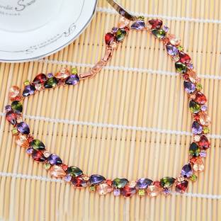 YouBella Valentine Gift Necklace Jewellery Neck Chain Jewelry Crystal Gold-plated Plated Alloy Necklace
