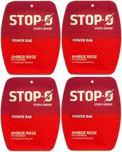 Lia Amber Rose Gel 40g Pack of 4, Stop-O Air Freshener Power Bag Combo with Fragrance Boosters Gel Power Bag