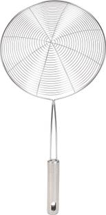 Technof Stainless Steel Deep Fry Strainer Wire Skimmer with Spiral Mesh, Professional Grade Handle Skimmer Spoon ( 17CM) Collapsible Strainer